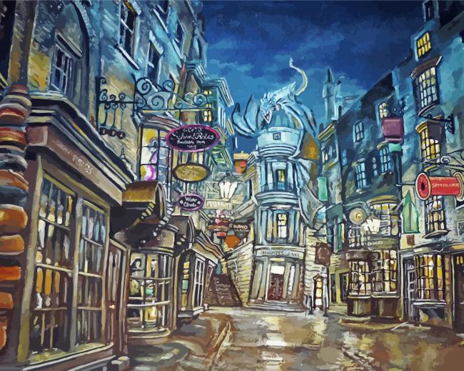 Harry Potter Diagon Alley Paint By Numbers - Canvas Paint by numbers